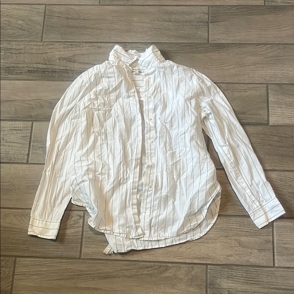 Madewell Tops - Madewell White Long Sleeve Mandarin Collar Shirt
